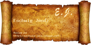 Eschwig Jenő névjegykártya